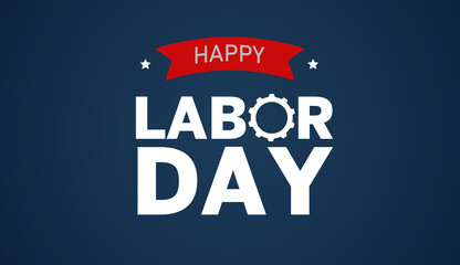 Naklejka premium Happy Labor Day 1st may lettering with helmet on blue background. Labour Day card. International Workers day illustration for greeting card. USA