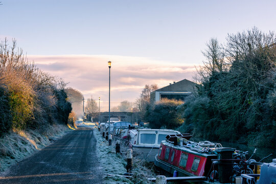 Canal House Boats at Frosty Sunrise