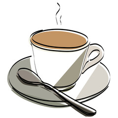 Silhouette of a cup with coffee. Latte. Cappuccino. Vector illustration.