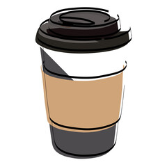 Silhouette glass with coffee. Latte. Cappuccino. Vector illustration.