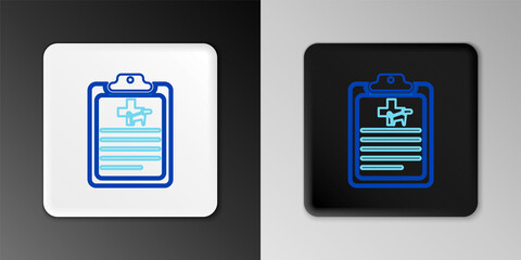 Line Clipboard with medical clinical record pet icon isolated on grey background. Health insurance form. Medical check marks report. Colorful outline concept. Vector.