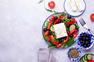 Greek salad with feta cheese and vegetables