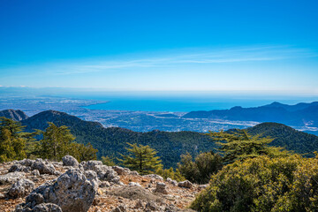 Fototapeta na wymiar The scenic view of Antalya bay from the summit of Katran Mount, Antalya