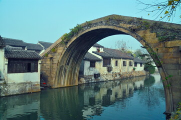Fototapeta na wymiar Bridge in Chinese water town