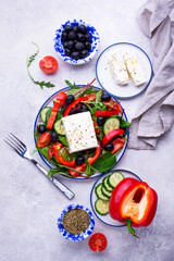 Greek salad with feta cheese and vegetables