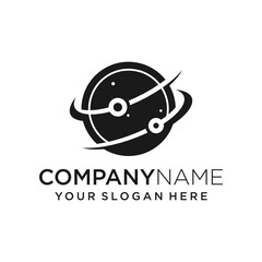 Saturn technology planet Logo Design