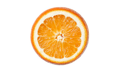 Orange cut the middle of a citrus fruit, isolated on white background with clipping path, element of packaging design.