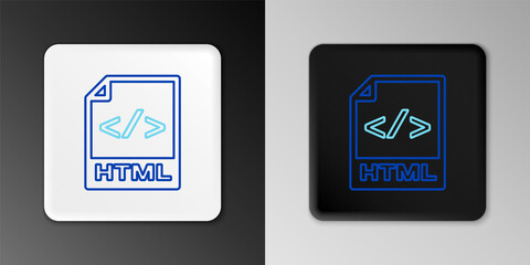 Line HTML file document. Download html button icon isolated on grey background. HTML file symbol. Markup language symbol. Colorful outline concept. Vector.