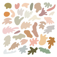 Boho style abstract shapes, simple hand drawn art objects vector illustration in trendy pastel colors, minimalist collection perfect for making cards, banners, modern posters, textile, papercraft