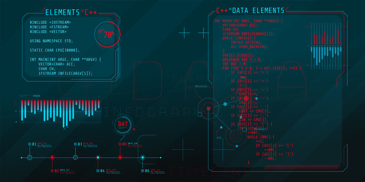 HUD interface elements with part of the code C Plus Plus.