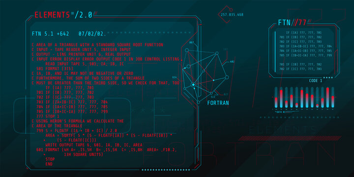 HUD interface elements with part of the code Fortran.
