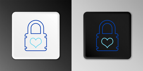 Line Padlock with heart icon isolated on grey background. Locked Heart. Love symbol and keyhole sign. Colorful outline concept. Vector.