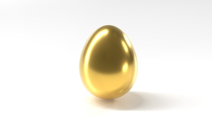 3d render realistic golden egg on white background