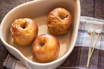 Baked apples. Homemade oven dietary fruit dessert