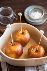 Baked apples. Homemade oven dietary fruit dessert