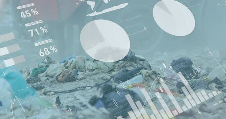 Animation of financial data processing over a garbage dump - Powered by Adobe