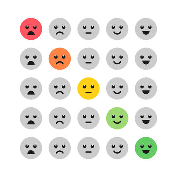 5 emoji rating icons. Quality assessment system with emoji . Vector illustration
