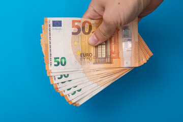 concept euro banknote in hand