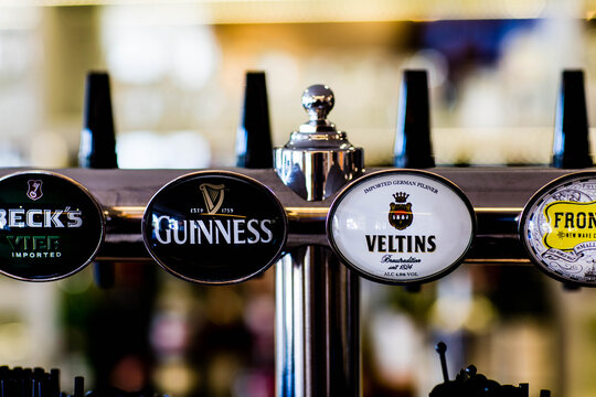 Beer Dispensing Pumps in a Pub or Bar