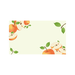 Vector light green frame decorated with apple composition.
