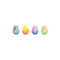 Colorful Easter eggs with a gradient pattern isolated on white