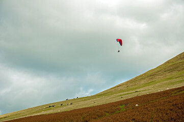 Black mountains and the Brecon beacons in the autumn.