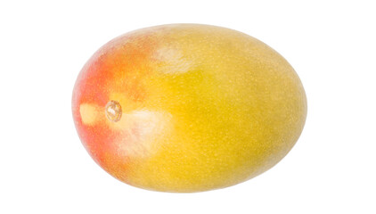 Mango whole one, isolated on white background with clipping path, element of packaging design. Top view.