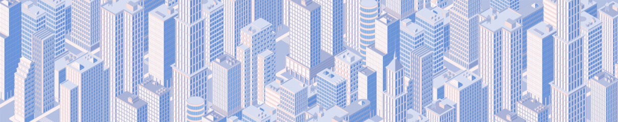 Isometric city skyline. Vector illustration in flat design.