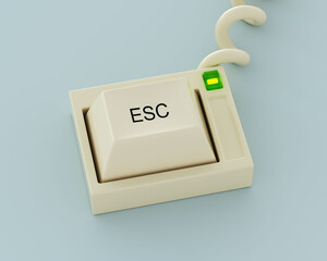 relaxing as Escape or ESC key on one key keyboard, take time out, end of working day, abstract