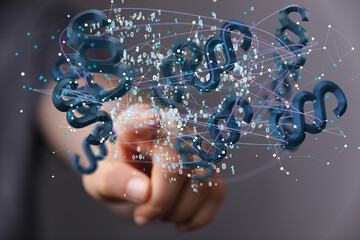 Lawyer and advocate on-line law services concept.