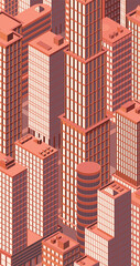 Isometric cityscape, city view, cityskyline. Vector illustration in flat design.
