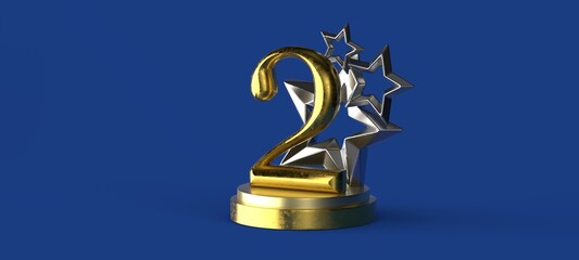 2nd award prize isolated in 3d