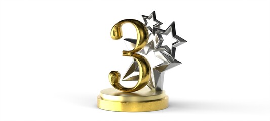 3rd place letter in 3d isolated