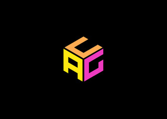 vector illustration Isometric with letter A C G logo design concept element