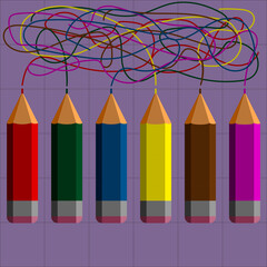 Geometric pattern.Constructor from different shapes. You can change and recolor objects. An image of a stylized pencil. Useful for textiles, packaging, advertising.