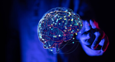 Obraz na płótnie Canvas brain testing result with computer interface, Abstract. Innovative technology
