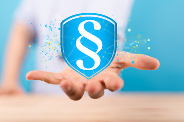 Man touching a law concept.