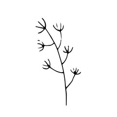 Fototapeta na wymiar Doodle grass, plant. Border Edging. Freehand drawing. Black and white outline. Decor for postcards. Vector illustration
