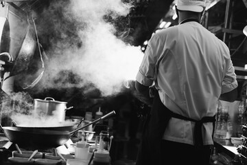 Chef stir fry busy cooking