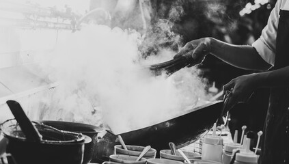 Chef stir fry busy cooking