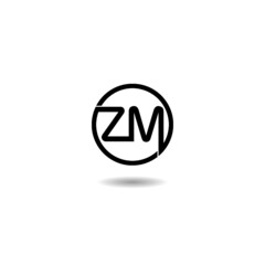 Initial ZM Logo Design with shadow