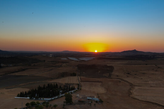 Sunset from the mountain of an Andalusian village