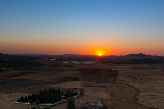 Sunset from the mountain of an Andalusian village