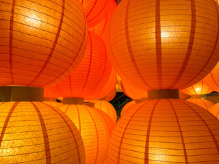 Close-up golden red Chinese lantern background