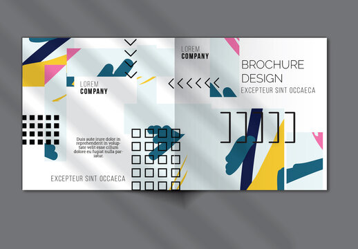 Brochure Cover Layout Set Geometric Shapes and Abstract Bright Rectangles on White