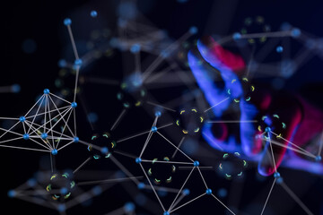 Business people silhouettes network team