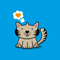 Cute cat with a heart vector illustration