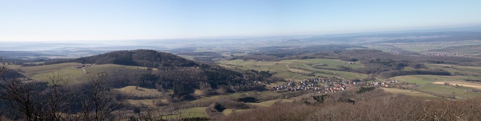 Fototapeta premium Panoramic view from the Milseburg to the Rhön plain