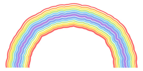 A seven-color rainbow, a real child's rainbow. For children's rooms, toys, prints, etc. Isolated on a white background