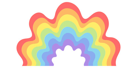 Undulating rainbow. A seven-color rainbow, a real child's rainbow. For children's rooms, toys, prints, etc. Isolated on a white background